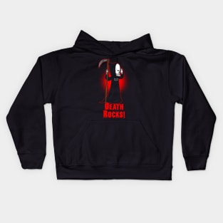 Death Rocks Funny Death Skeleton Grim Reaper Kids Hoodie